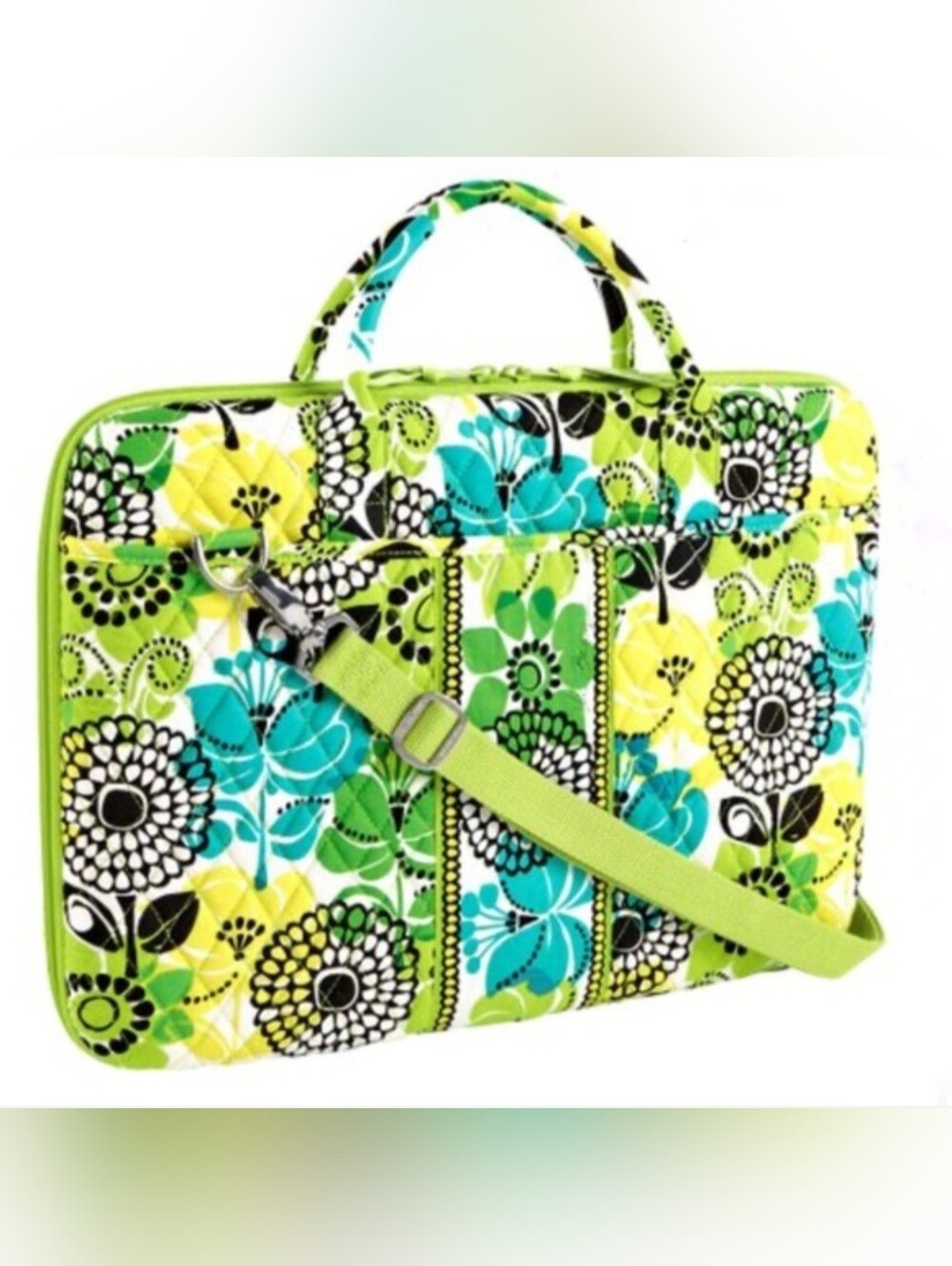 Vera Bradley Laptop Portfolio Bag Lime's Up Retired Quilted Laptop Case